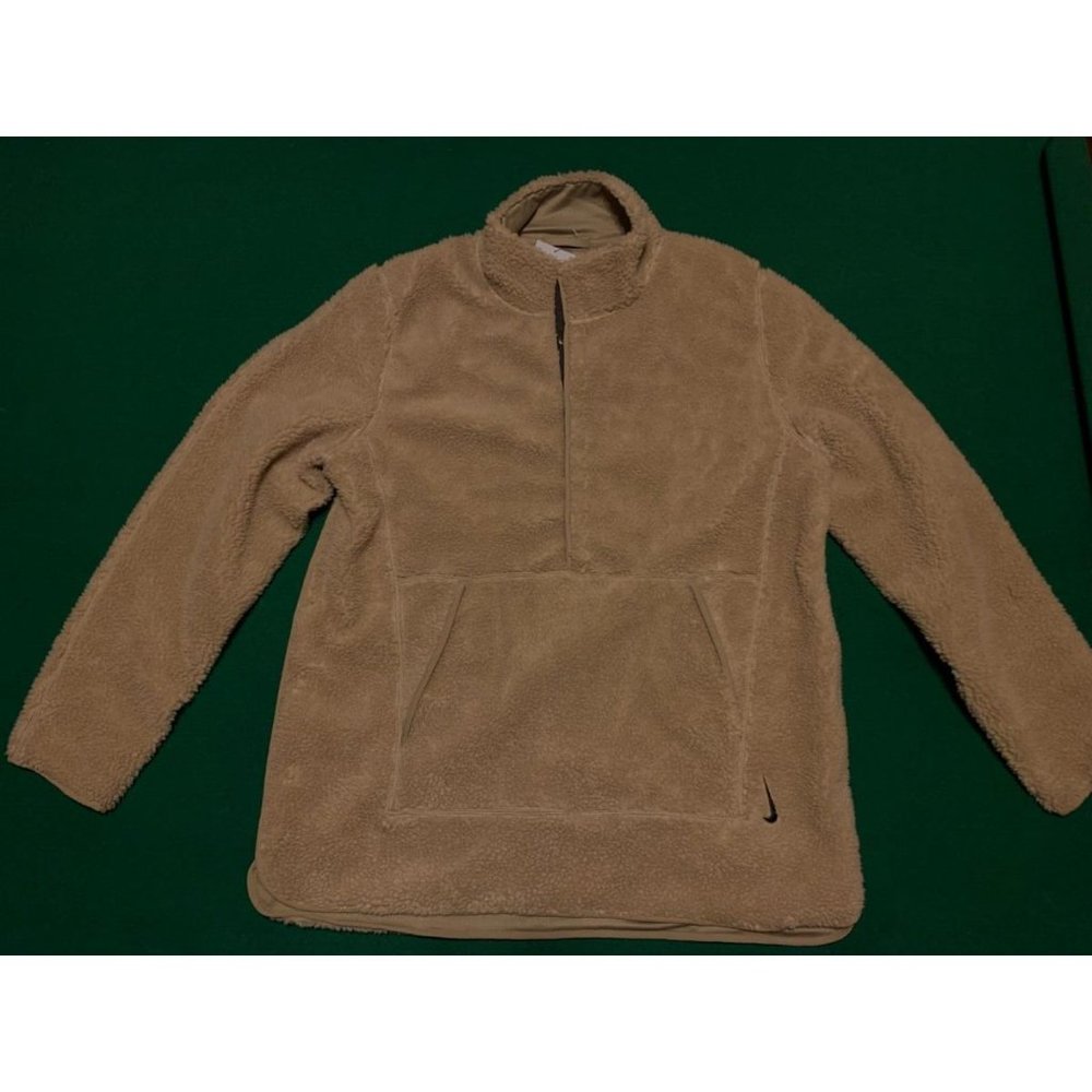 Nike Yoga Therma-Fit Sherpa Fleece Pullover Training Sweatshirt DD2182-247 Khaki - Picture 5 of 11
